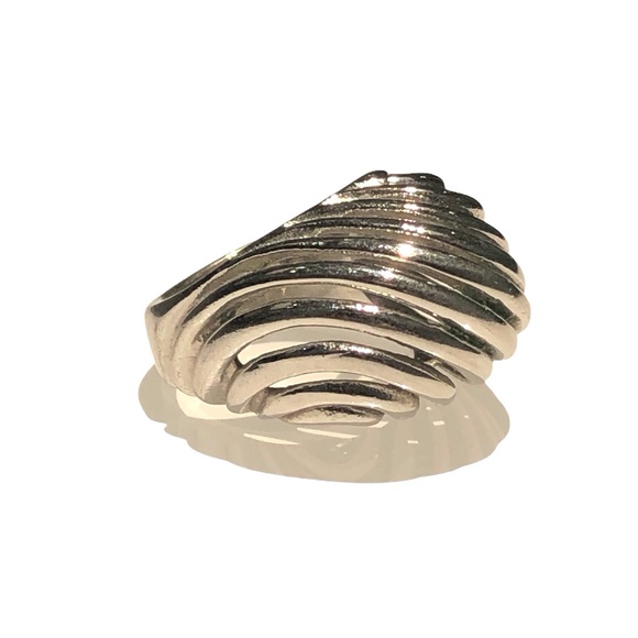 VINTAGE 18KHGE SILVER DOME RING SIZE 6 - Picture 10 of 14